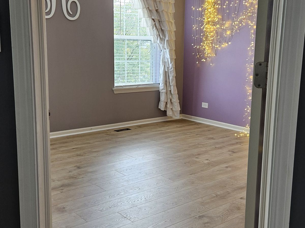After: Bedroom, subfloor to vinyl plank
