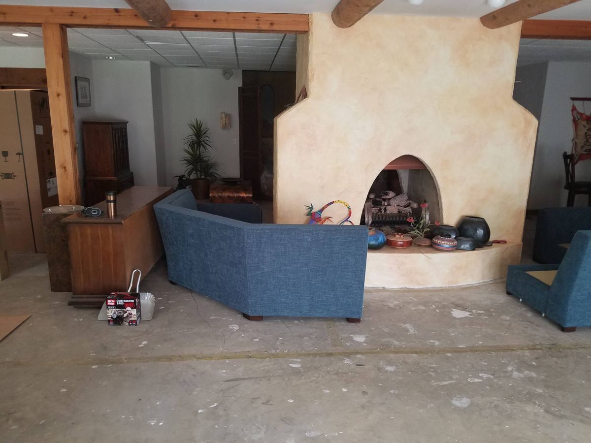 Before: Living room, new vinyl plank throughout