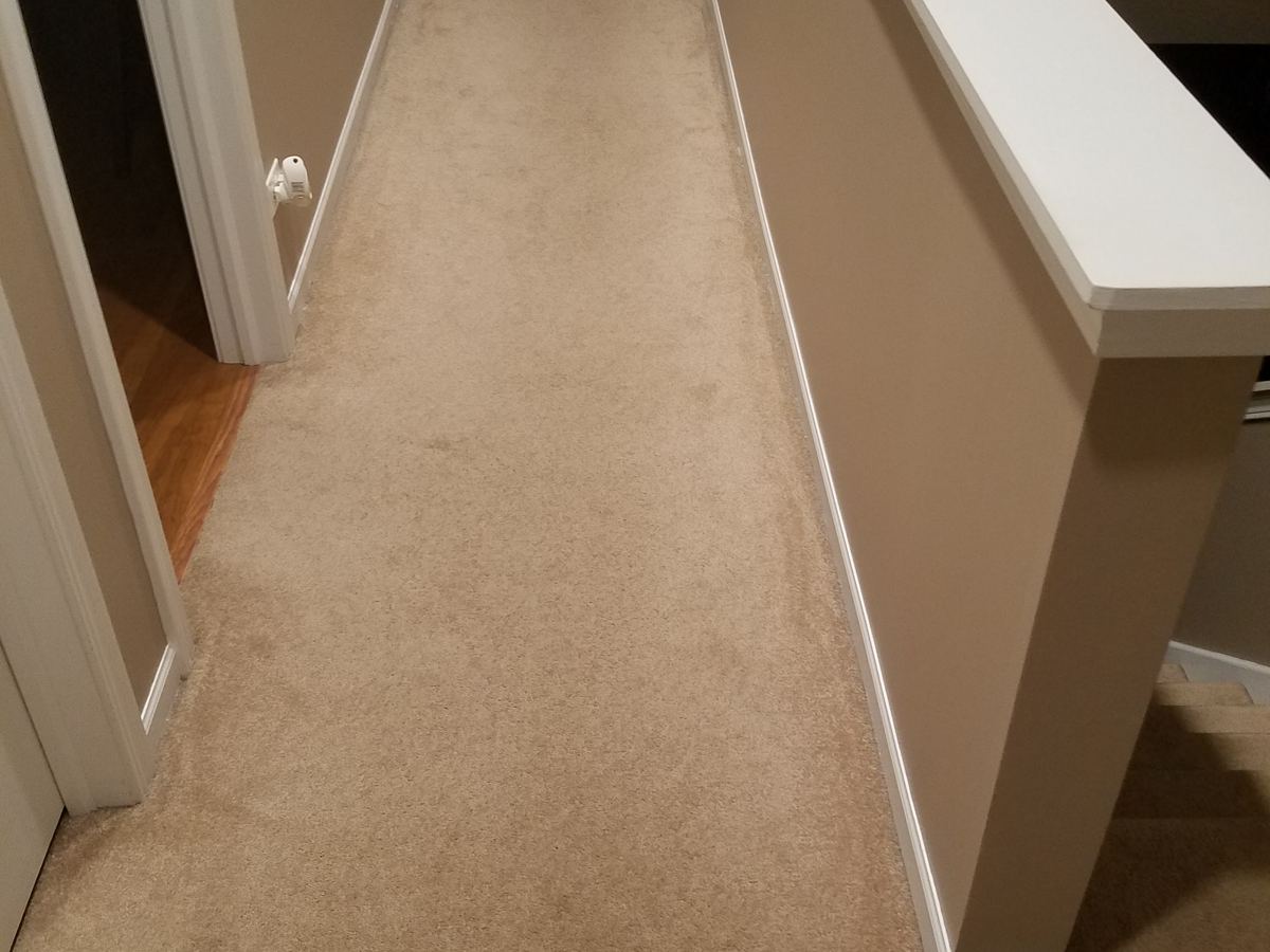 Before: Carpeted hallway to hardwood